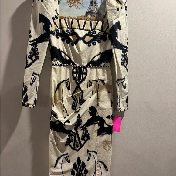 Johanna Ortiz Black and Cream Long Sleeve Dress - Picture 5 of 5